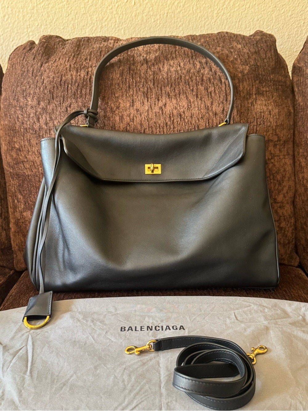 Balenciaga Rodeo Bag Large Leather Top-Handle Shoulder Bag With Dustbag